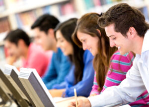 Group of IT students in a computer lab